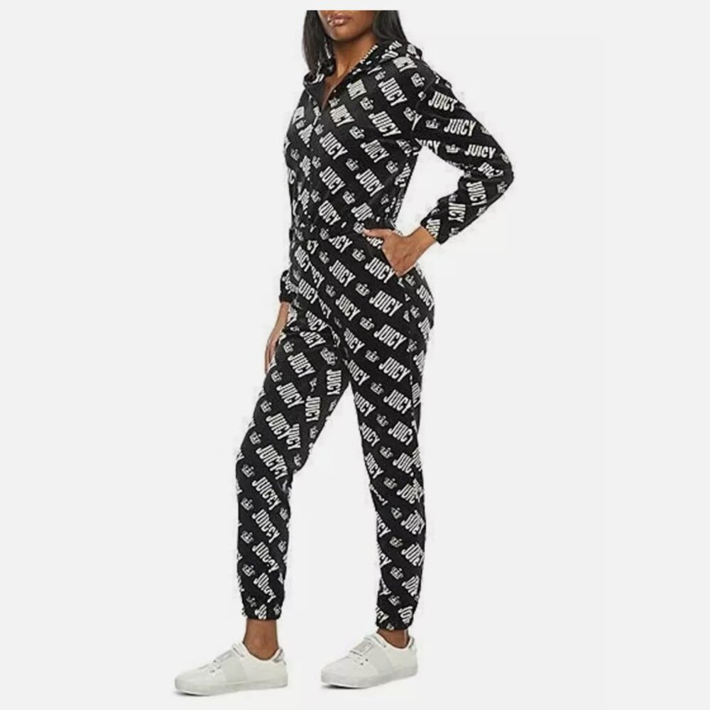 Juicy Couture Rare Deadstock Velour Jumpsuit Tracksuit Hoodie Logo Size Large - Picture 2 of 12